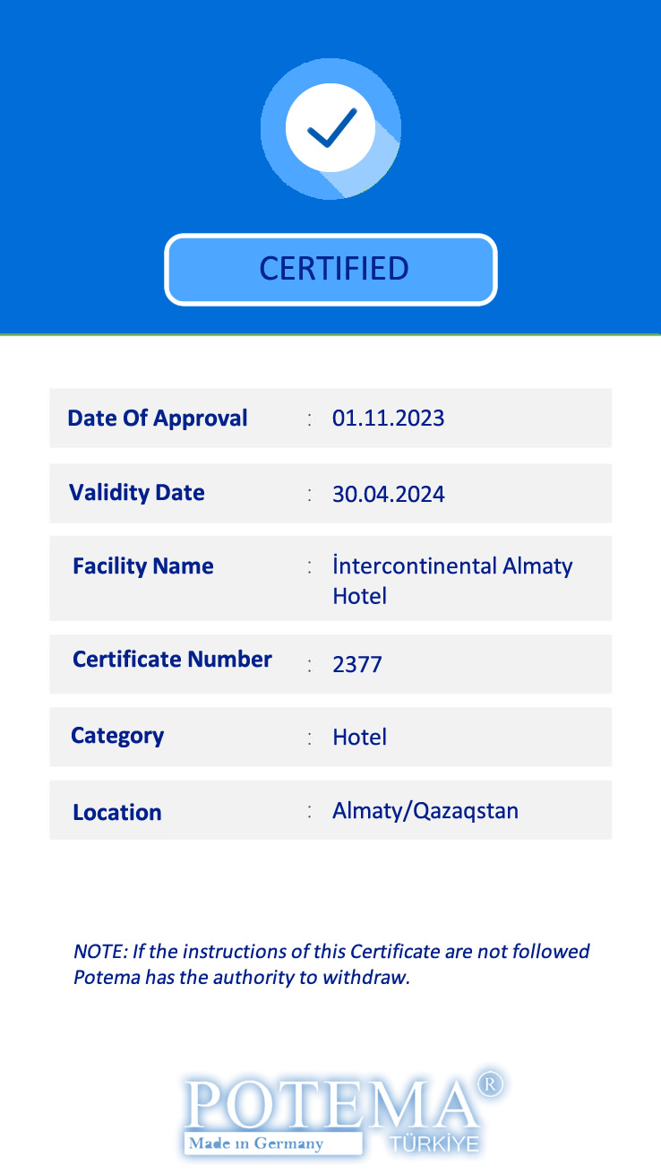 potema sertifika certificate intercontinental almaty